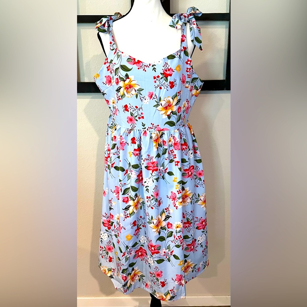 Floral Sleeveless Dress with Bow Straps